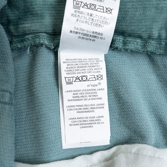 Polo Ralph Lauren Pants Corduroy Varick 32x34 Slim Straight Mint Green - Picture 14 of 14